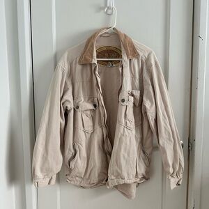 Men's Beige Jacket with Corduroy Collar